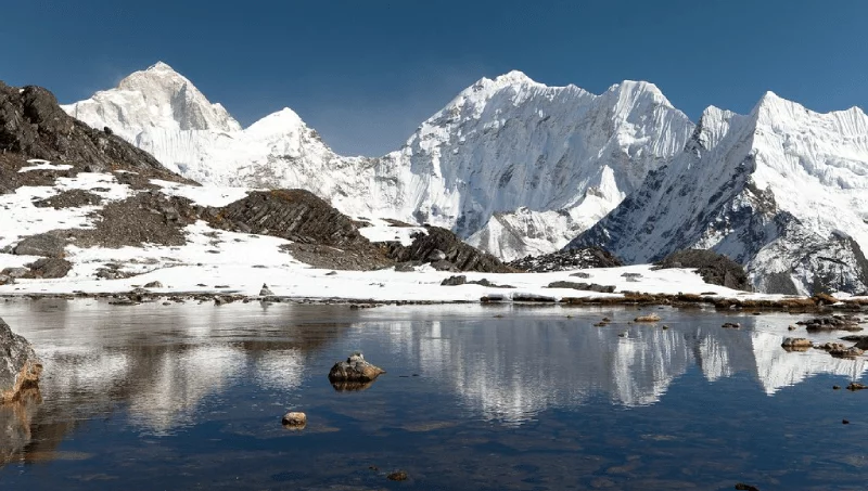 Gokyo lake in Everest Three Passes Trek, with a panoramic mountain views